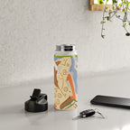 Free Spirit, Wild Bohemian Hippie Brown Woman, Fashion Eclectic Contemporary Boho Spring, Sunny Day Travel Style Pastel Painting Water Bottle Gallery Image 4