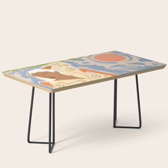 Free Spirit, Wild Bohemian Hippie Brown Woman, Fashion Eclectic Contemporary Boho Spring, Sunny Day Travel Style Pastel Painting Coffee Table Gallery Image 1