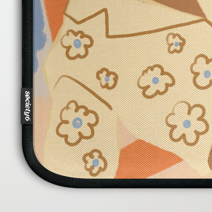 Free Spirit, Wild Bohemian Hippie Brown Woman, Fashion Eclectic Contemporary Boho Spring, Sunny Day Travel Style Pastel Painting Laptop Sleeve Gallery Image 3