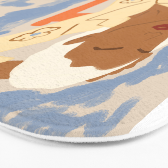 Free Spirit, Wild Bohemian Hippie Brown Woman, Fashion Eclectic Contemporary Boho Spring, Sunny Day Travel Style Pastel Painting Bath Mat Gallery Image 3