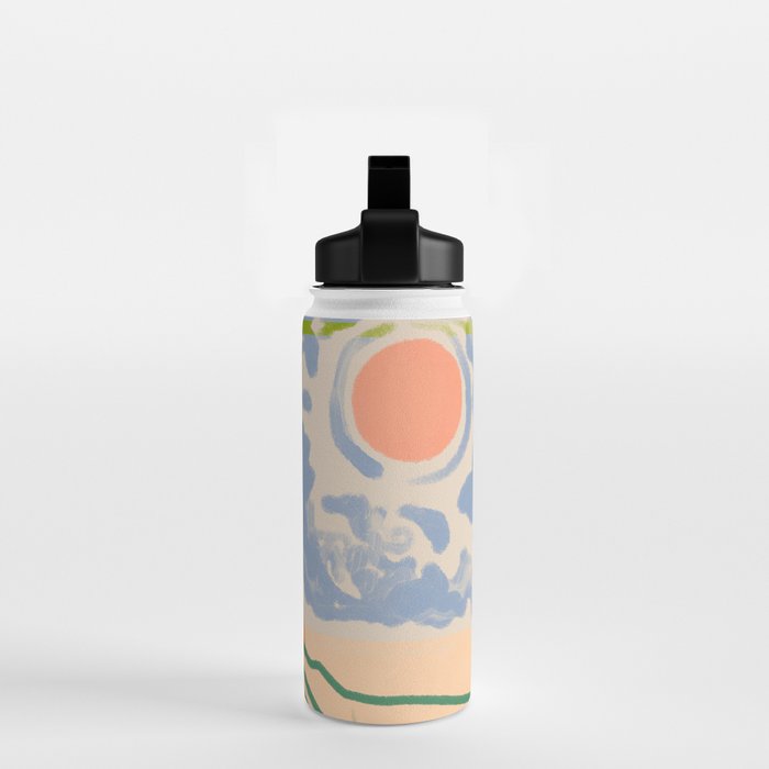 Free Spirit, Wild Bohemian Hippie Brown Woman, Fashion Eclectic Contemporary Boho Spring, Sunny Day Travel Style Pastel Painting Water Bottle Gallery Image 2