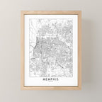 Memphis White Map Mini Art Print Gallery Image 1