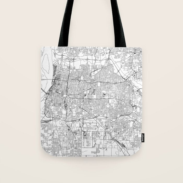 Memphis White Map Tote Bag Gallery Image 1
