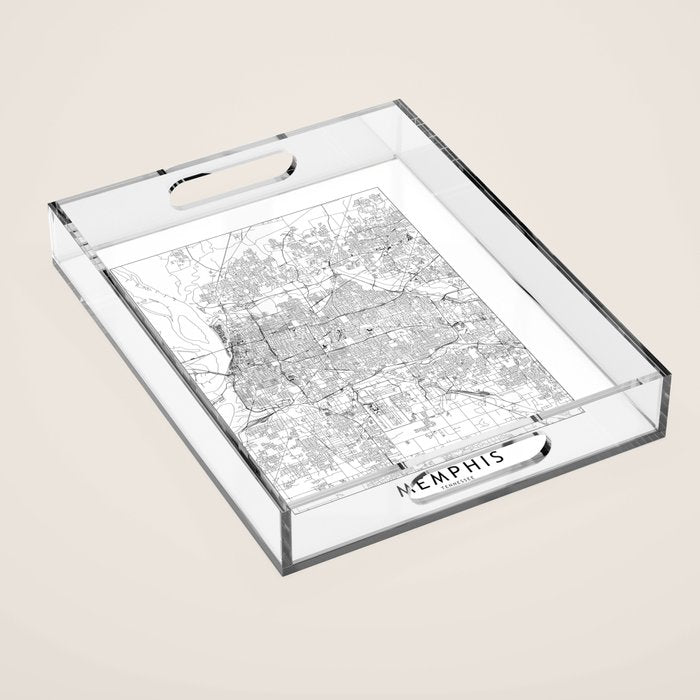Memphis White Map Acrylic Tray Gallery Image 1