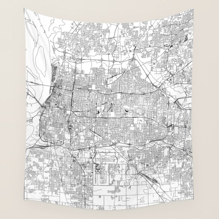 Memphis White Map Wall Tapestry Gallery Image 4