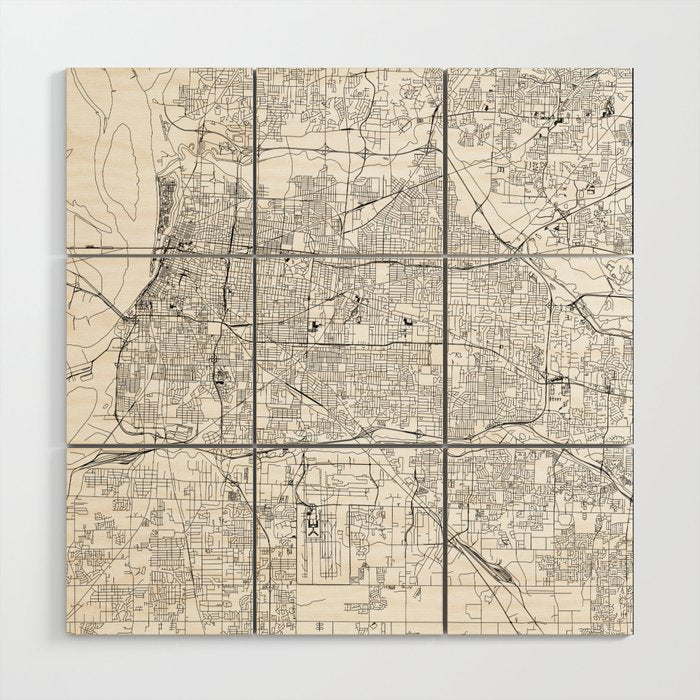 Memphis White Map Wood Wall Art Gallery Image 1