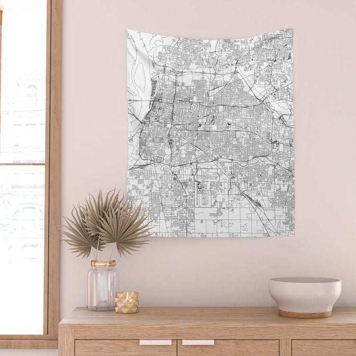Memphis White Map Wall Tapestry Gallery Image 2