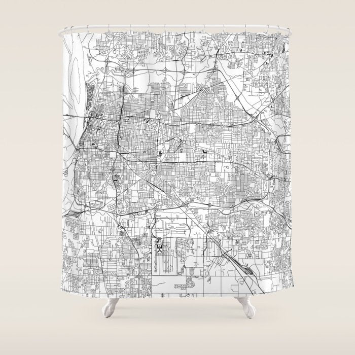 Memphis White Map Shower Curtain Gallery Image 1