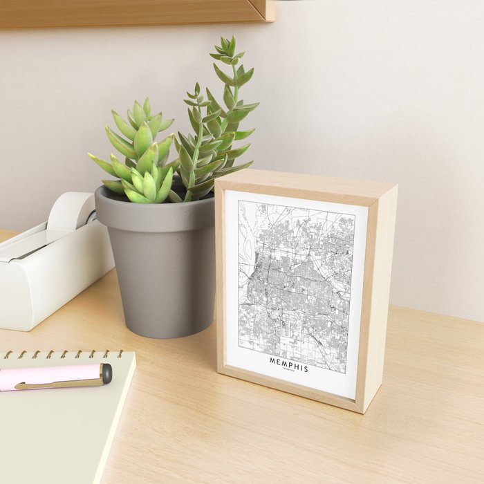 Memphis White Map Mini Art Print Gallery Image 2