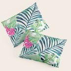 Lush Tropical Fronds & Hibiscus Pillow Sham Gallery Image 3