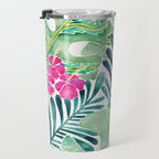 Lush Tropical Fronds & Hibiscus Travel Mug Gallery Image 3