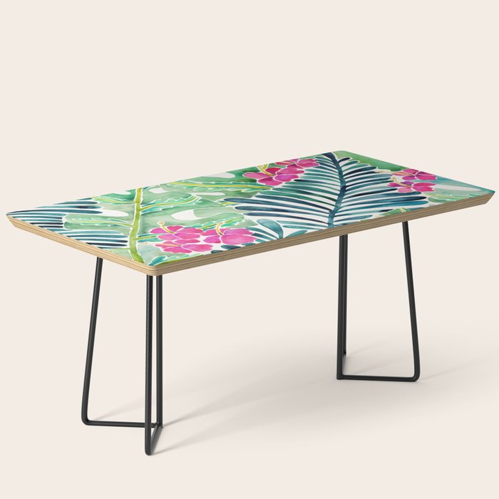Lush Tropical Fronds & Hibiscus Coffee Table Gallery Image 1