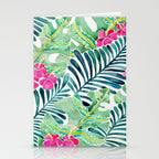 Lush Tropical Fronds & Hibiscus Stationery Card Gallery Image 2