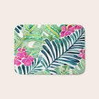 Lush Tropical Fronds & Hibiscus Bath Mat Gallery Image 1