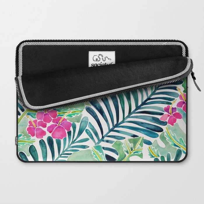 Lush Tropical Fronds & Hibiscus Laptop Sleeve Gallery Image 2