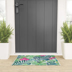Lush Tropical Fronds & Hibiscus Welcome Mat Gallery Image 3