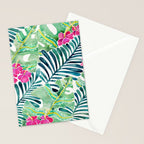 Lush Tropical Fronds & Hibiscus Stationery Card Gallery Image 2