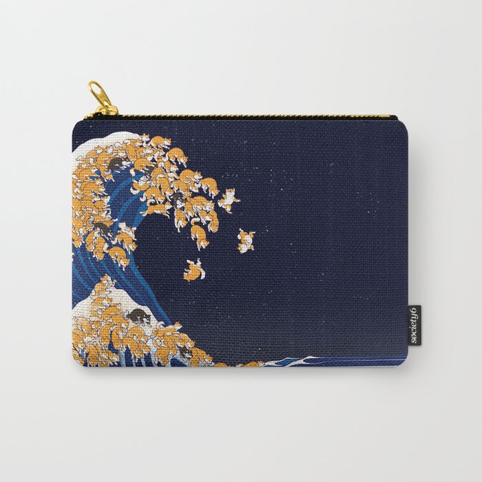 Shiba Inu The Great Wave in Night Carry All Pouch Gallery Image 1
