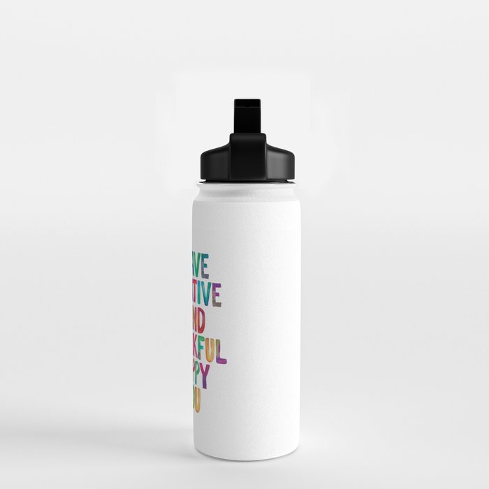 BE BRAVE BE CREATIVE BE KIND BE THANKFUL BE HAPPY BE YOU rainbow watercolor Water Bottle Gallery Image 2