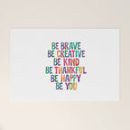 BE BRAVE BE CREATIVE BE KIND BE THANKFUL BE HAPPY BE YOU rainbow watercolor Welcome Mat Gallery Image 1