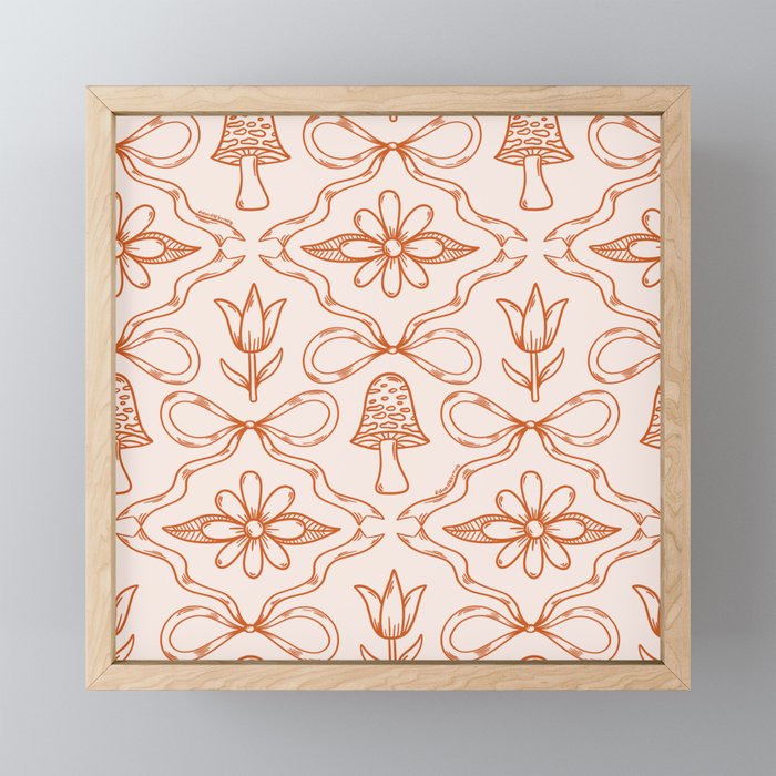 Spring Toile Print in Orange Mini Art Print Gallery Image 1