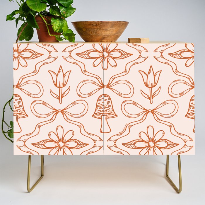 Spring Toile Print in Orange Credenza Gallery Image 1