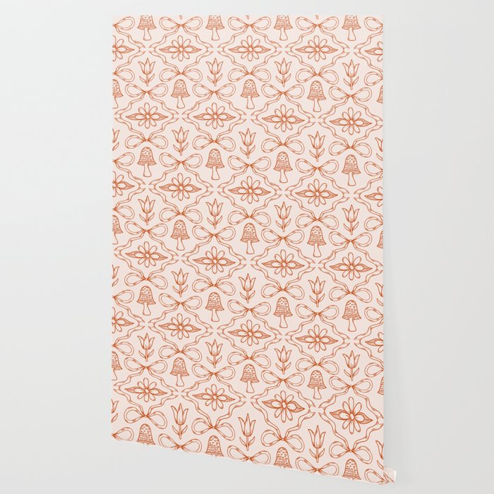 Spring Toile Print in Orange Wallpaper Gallery Image 2
