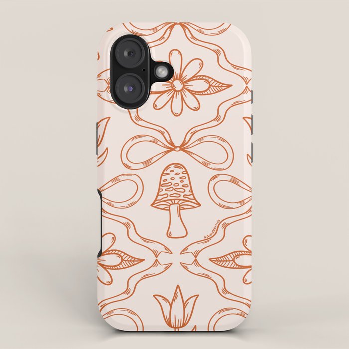 Spring Toile Print in Orange iPhone Case Gallery Image 1