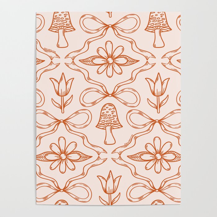 Spring Toile Print in Orange Poster Gallery Image 4