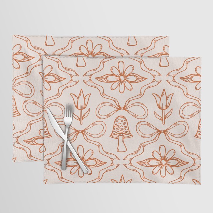 Spring Toile Print in Orange Placemat Gallery Image 1