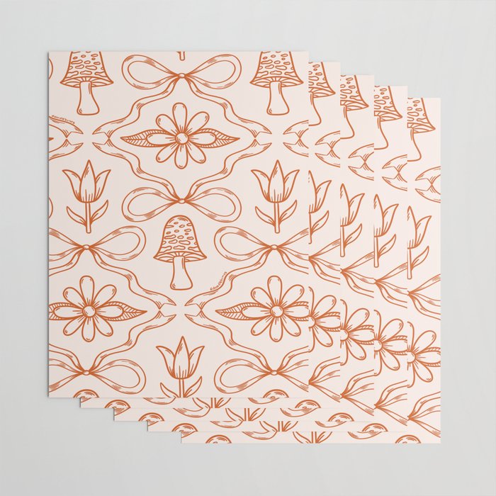 Spring Toile Print in Orange Wrapping Paper Gallery Image 3