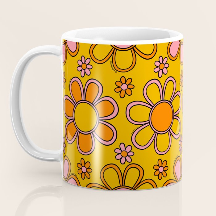 Retro Flower Print Coffee Mug Gallery Image 3