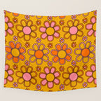 Retro Flower Print Wall Tapestry Gallery Image 4