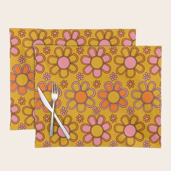 Retro Flower Print Placemat Gallery Image 1