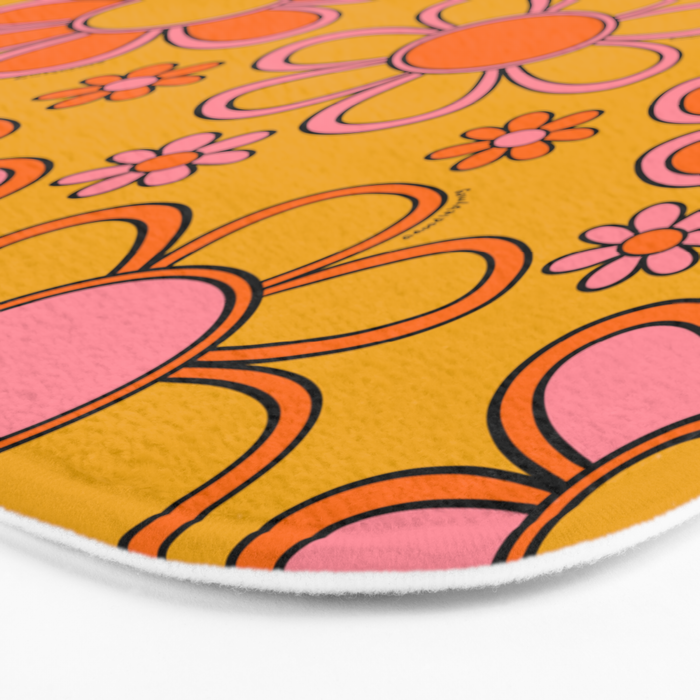 Retro Flower Print Bath Mat Gallery Image 3