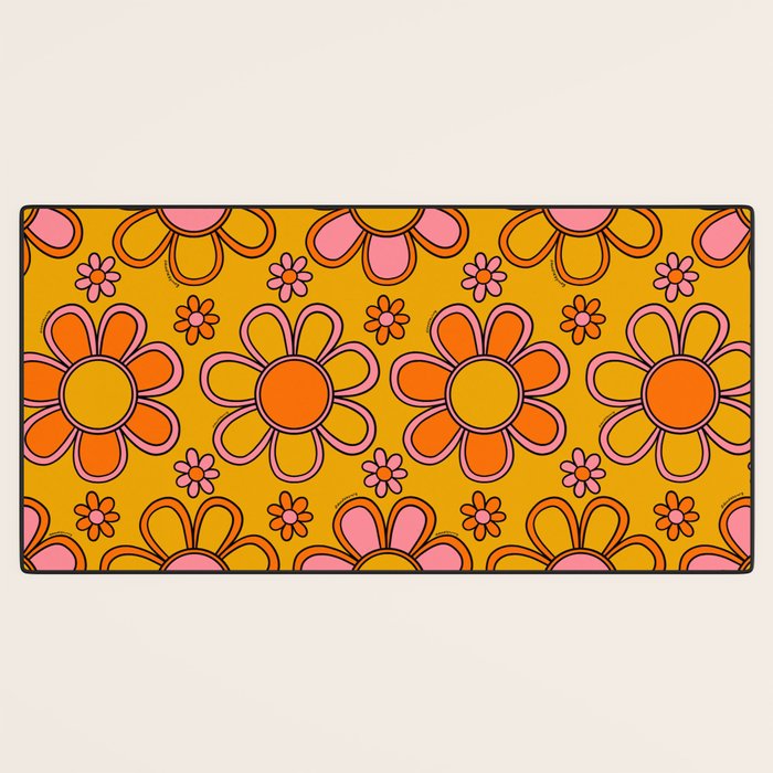 Retro Flower Print Desk Mat Gallery Image 3