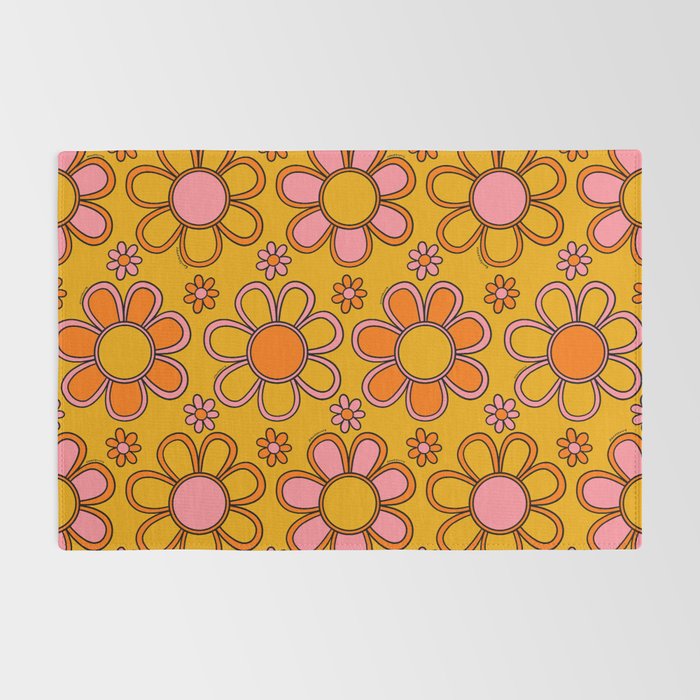 Retro Flower Print Rug Gallery Image 2