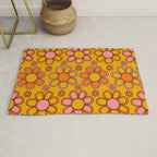 Retro Flower Print Rug Gallery Image 1