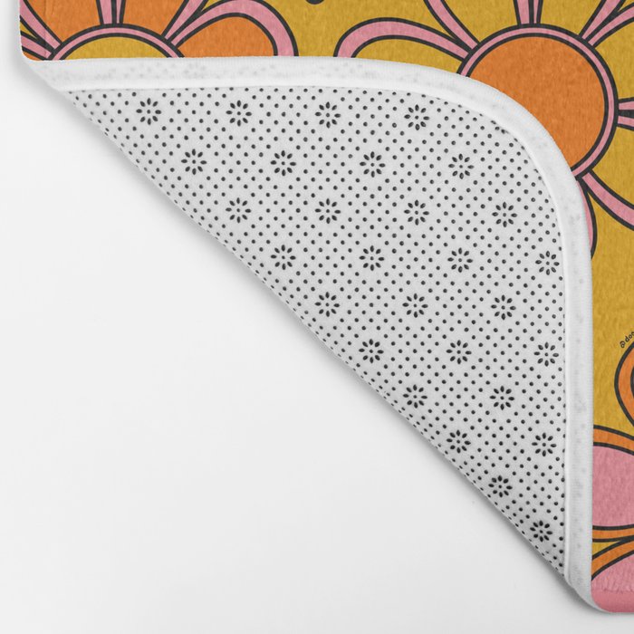 Retro Flower Print Bath Mat Gallery Image 2