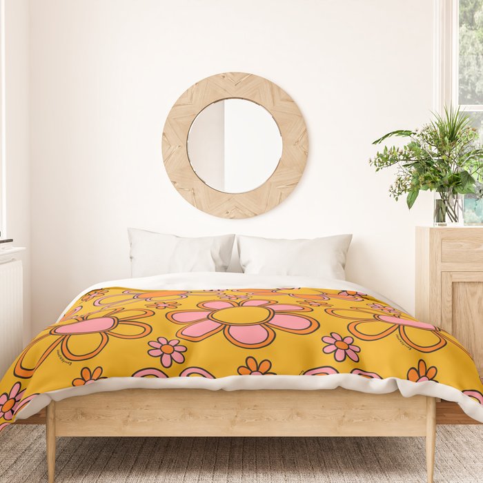 Retro Flower Print Duvet Cover Gallery Image 3