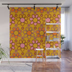 Retro Flower Print Wall Mural Gallery Image 1