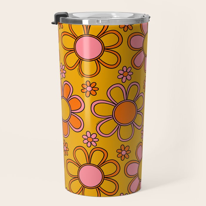 Retro Flower Print Travel Mug Gallery Image 3