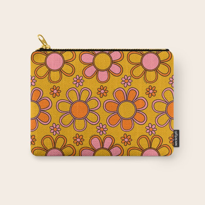 Retro Flower Print Carry All Pouch Gallery Image 1