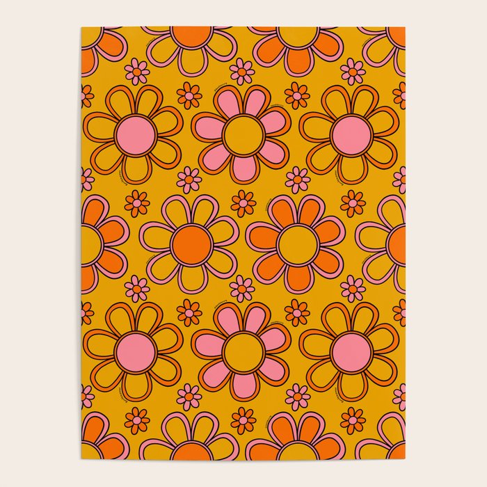 Retro Flower Print Poster Gallery Image 4