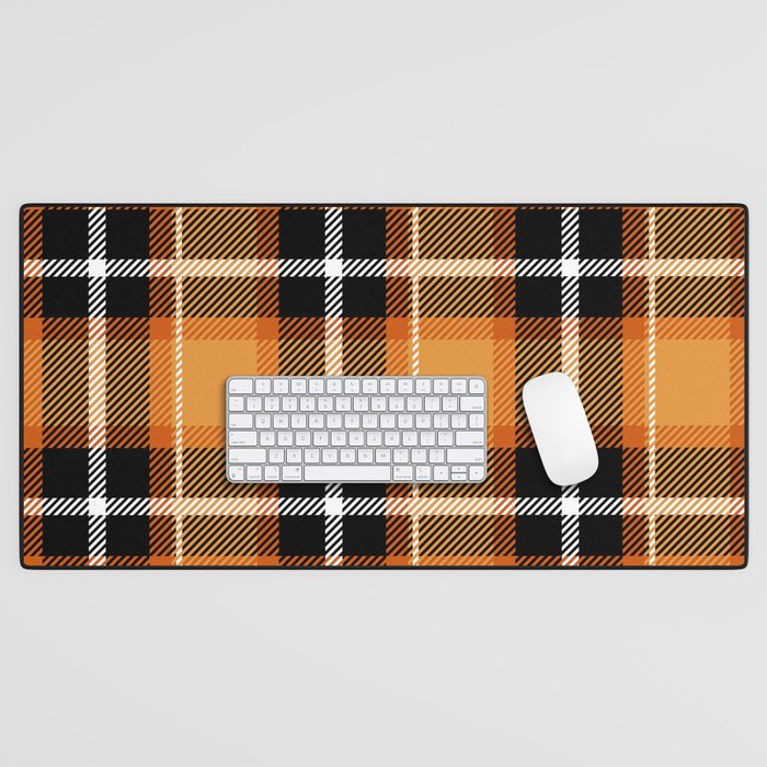 Orange + Black Plaid Desk Mat Gallery Image 1