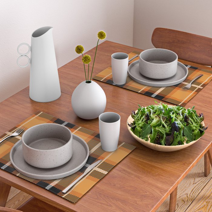 Orange + Black Plaid Placemat Gallery Image 2