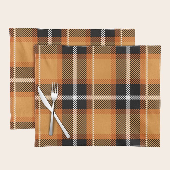 Orange + Black Plaid Placemat Gallery Image 1
