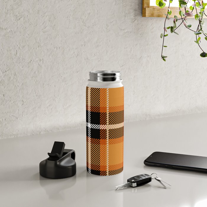 Orange + Black Plaid Water Bottle Gallery Image 4