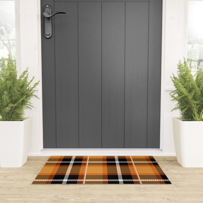 Orange + Black Plaid Welcome Mat Gallery Image 3
