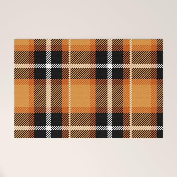Orange + Black Plaid Welcome Mat Gallery Image 1